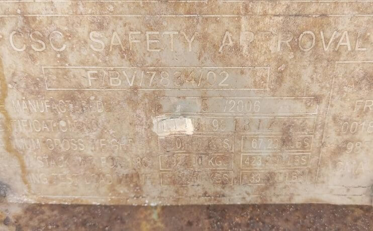 CSC Safety Approved written on a container