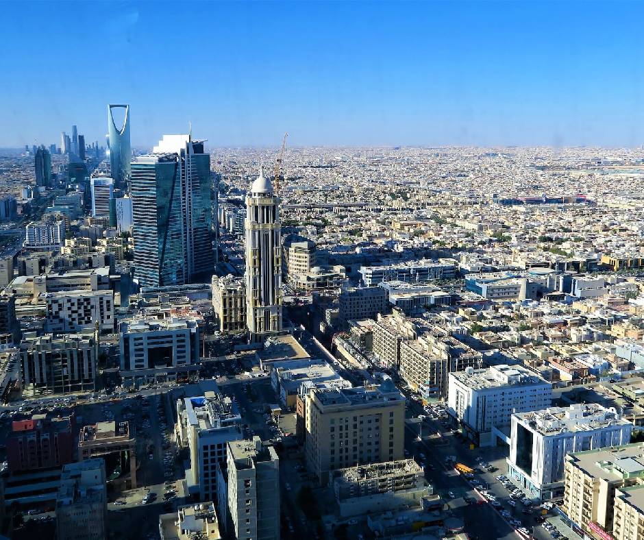 A birds-eye view of Riyadh in Saudi Arabia where Messiah Freight delivers to