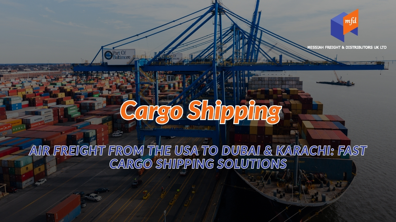 Pricing factors table for air freight shipping costs from USA to Dubai and Karachi